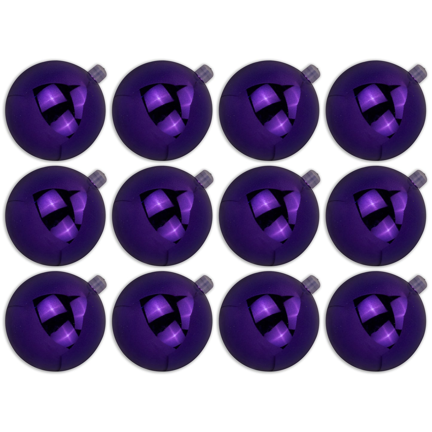 12 Pack 70mm 2.75 Shiny Purple Ornament with Wire and UV Coating