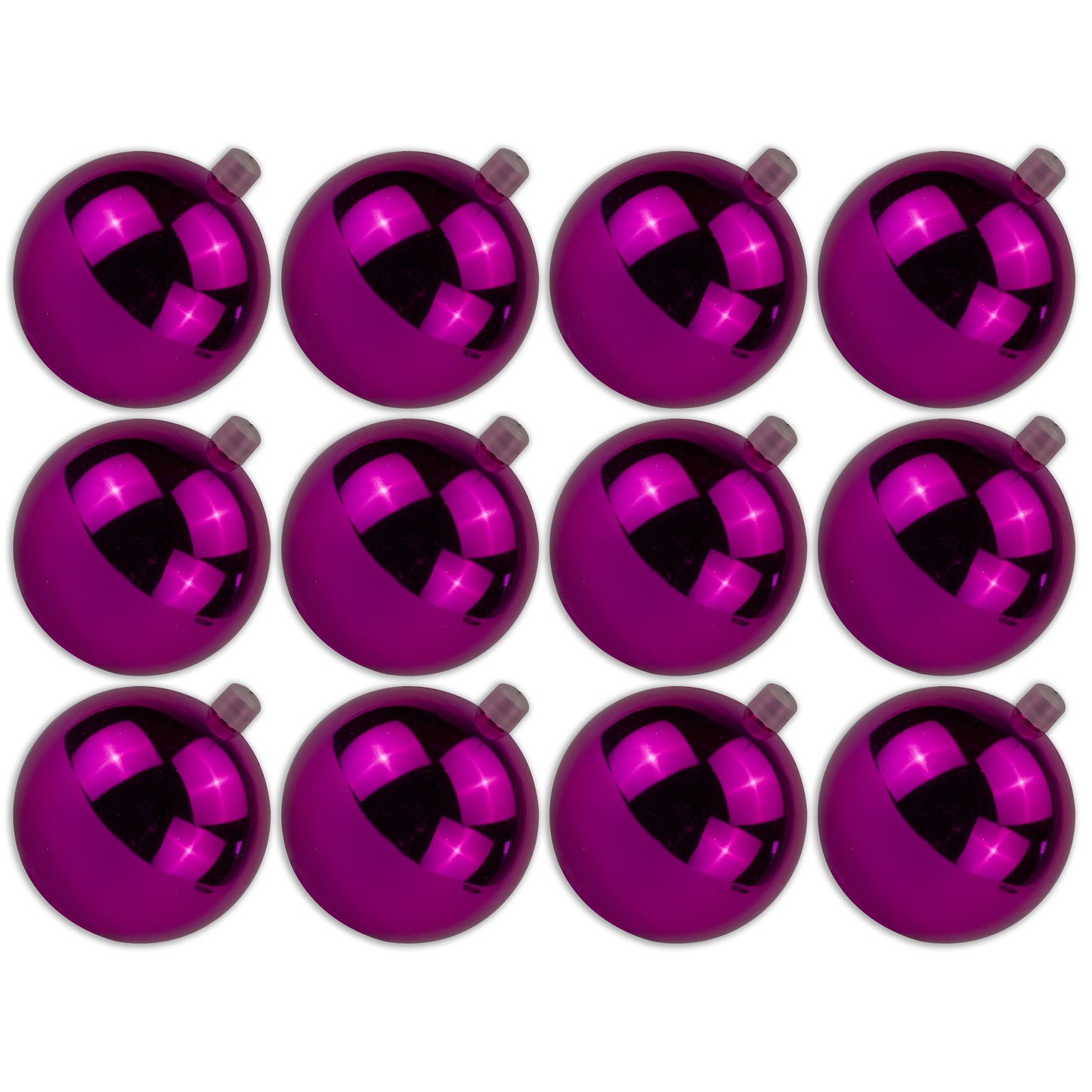 12 Pack 80mm 3" Shiny Pink Ball Ornament with Wire, UV Coated