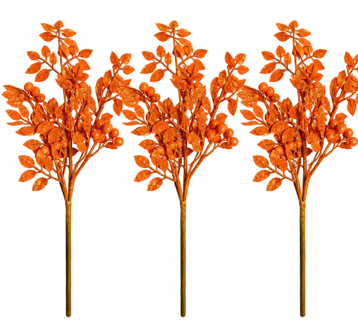 3 Pack of Orange Leaf Clustered Glitter Picks