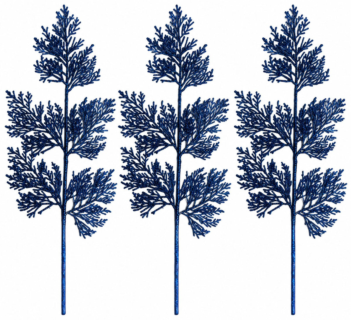 3 Pack of Navy Blue Glitter Branch Picks