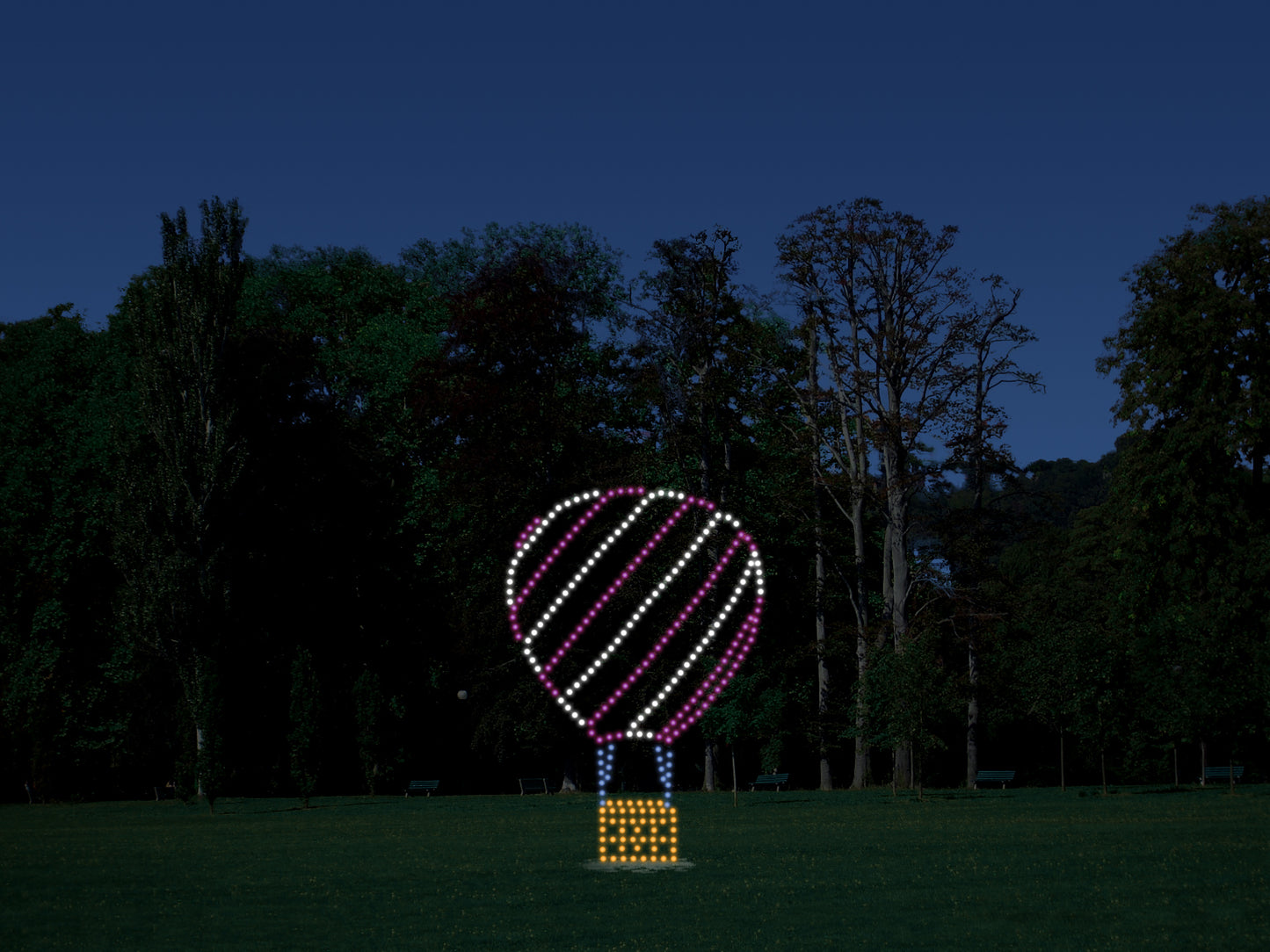 Hot ir Balloon with Diagonal stripes