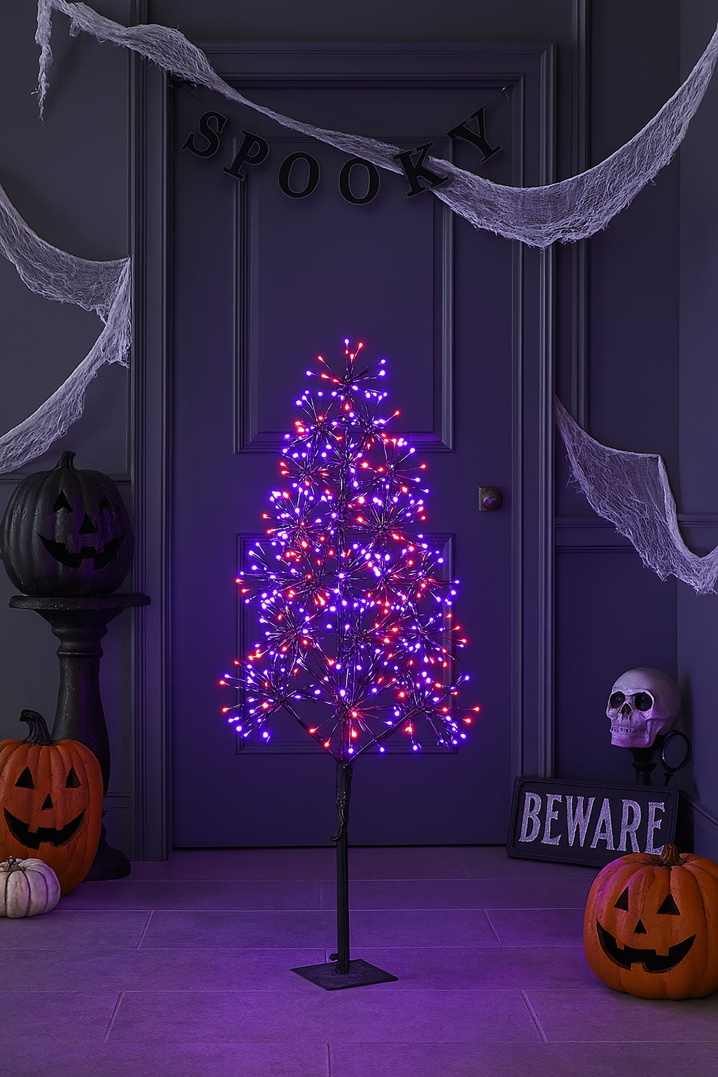 5' Purple and Orange LED Tree