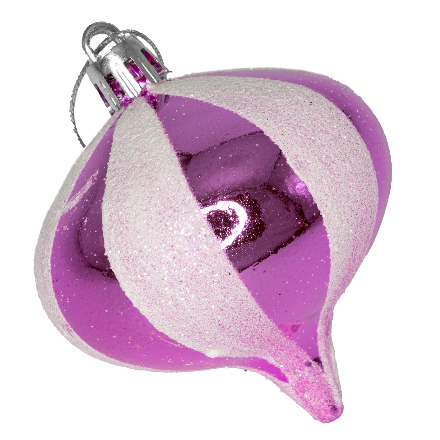 36 Pack Hot Pink Onion Ornament with Glitter Stripes