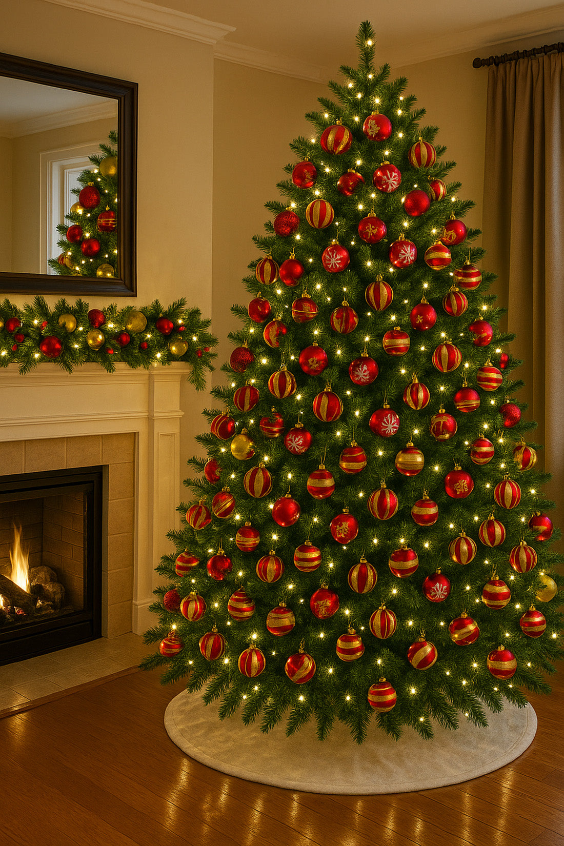 12 Pack Red and Gold Assorted Ball Ornaments