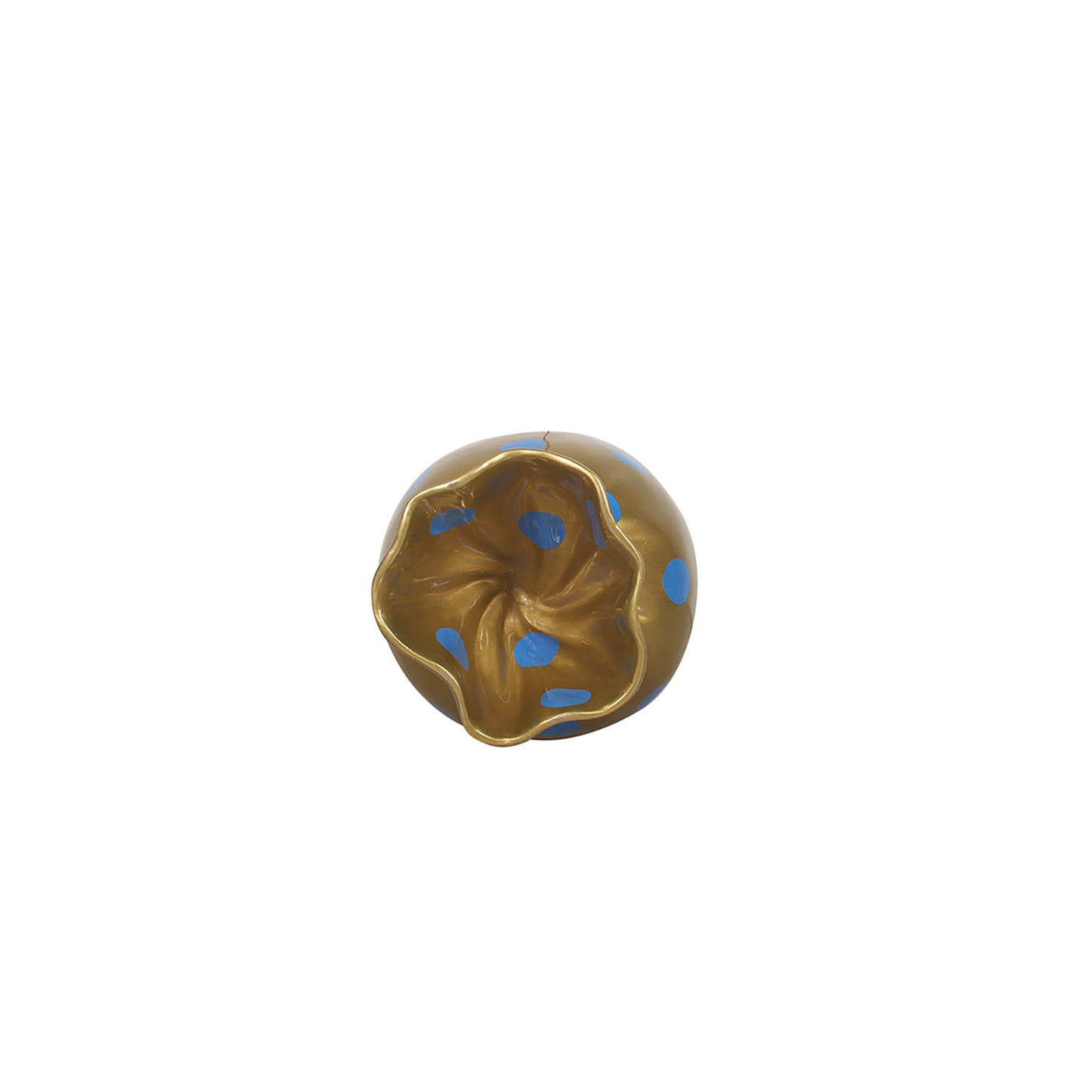 3' Wrapped Oval Candy with Gold Wrapper with Blue Polka Dots