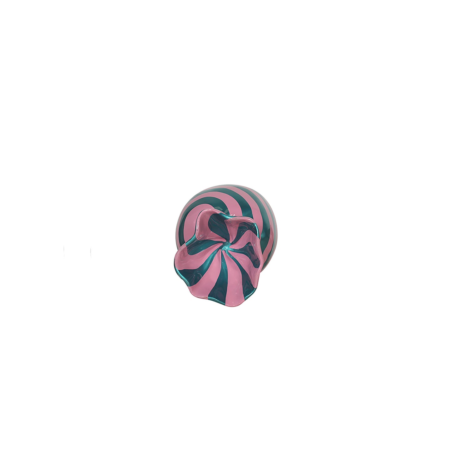 3' Wrapped Oval Candy with Mint Green Wrapper with Pink Swirls