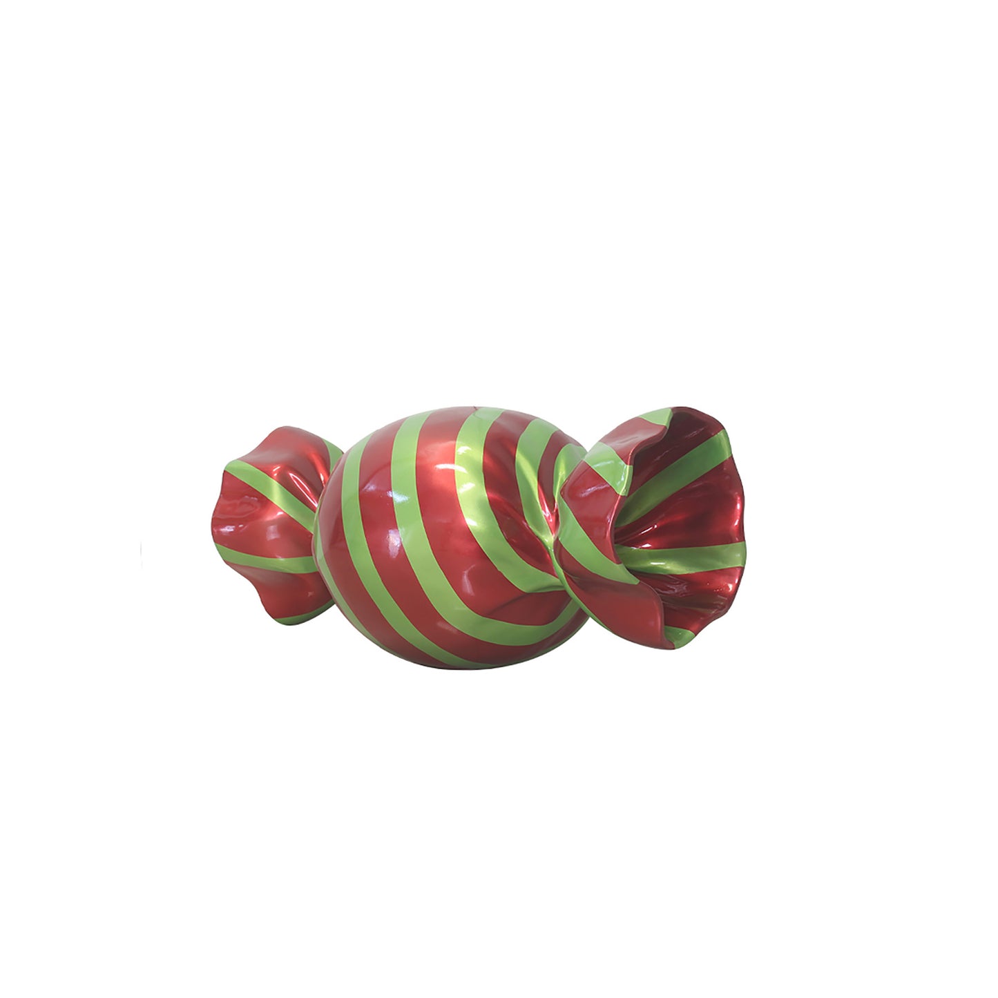 3' Wrapped Oval Candy with Red Wrapper and Lime Green Stripes