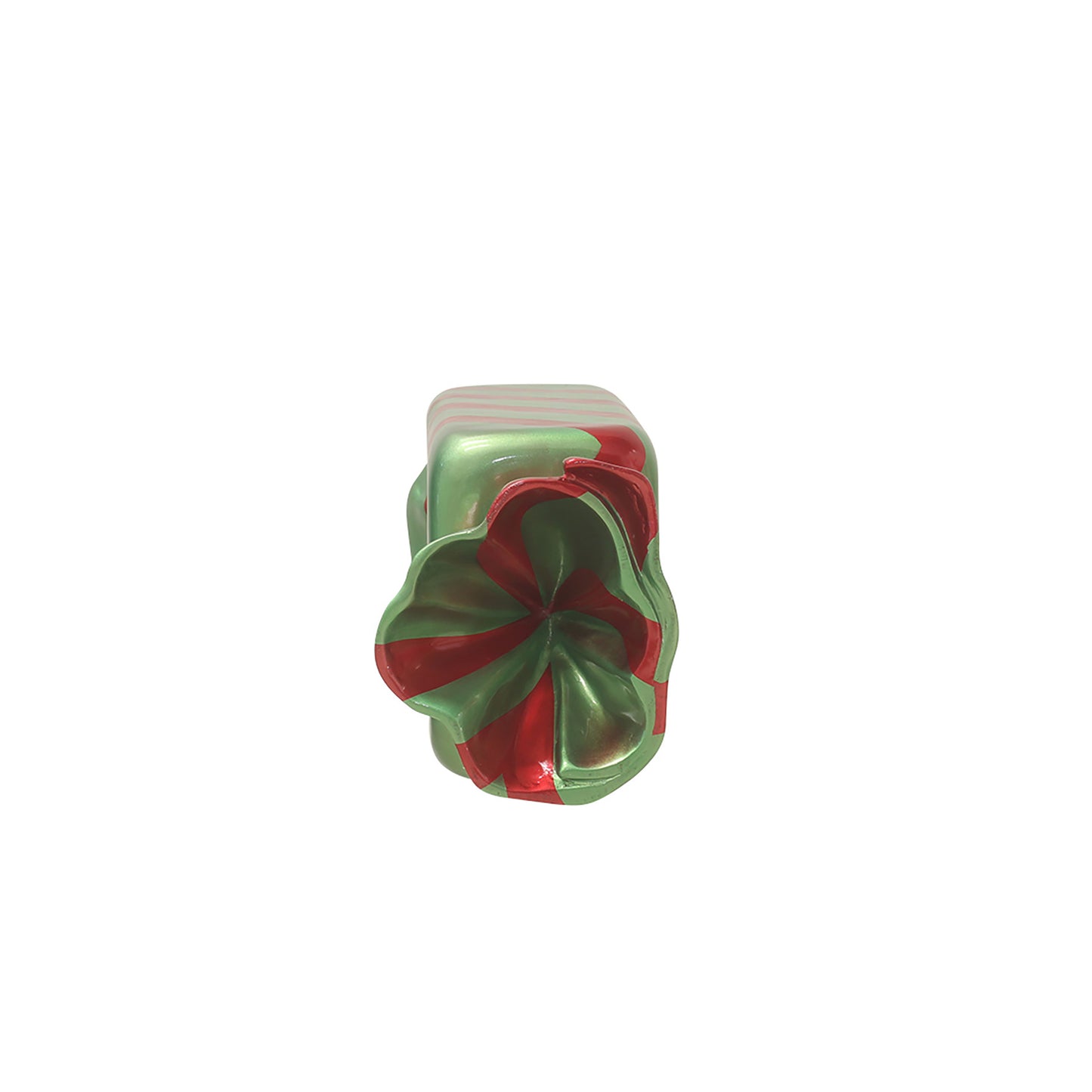 3' Wrapped Rectangle Candy with Green Wrapper with Red Stripes