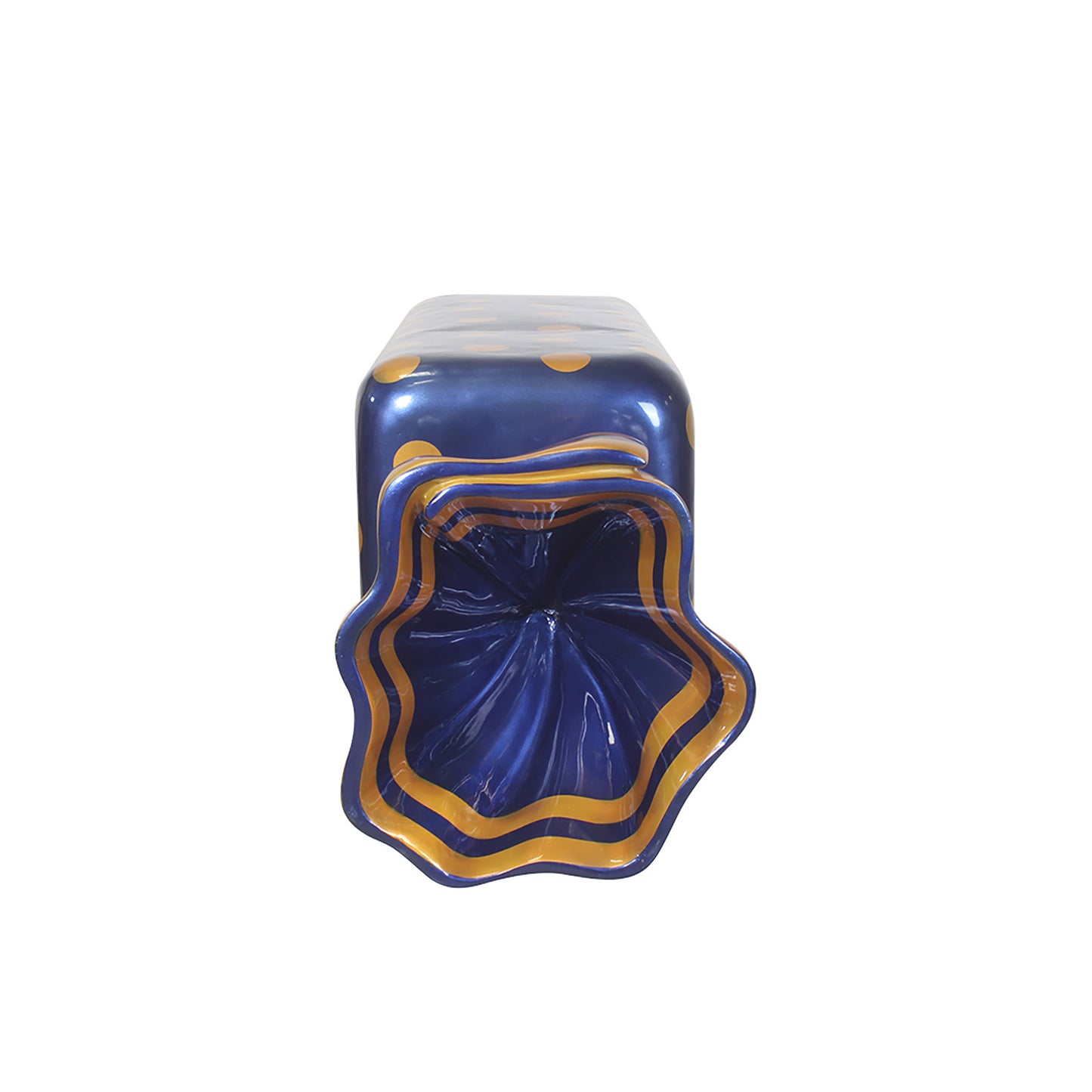 5' Wrapped Rectangle Candy with Navy Blue Wrapper with Orange Polka Dots