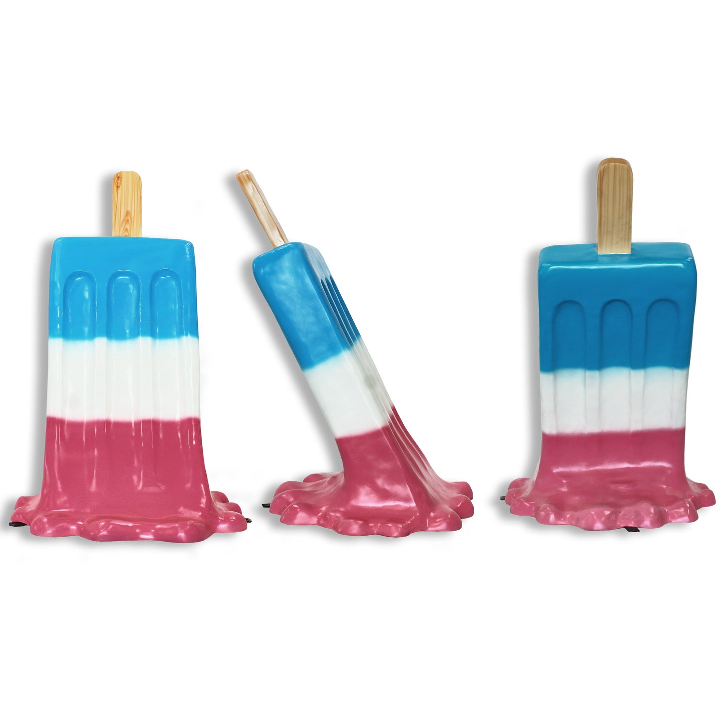 4' Pink, White and Blue Melting Popsicle