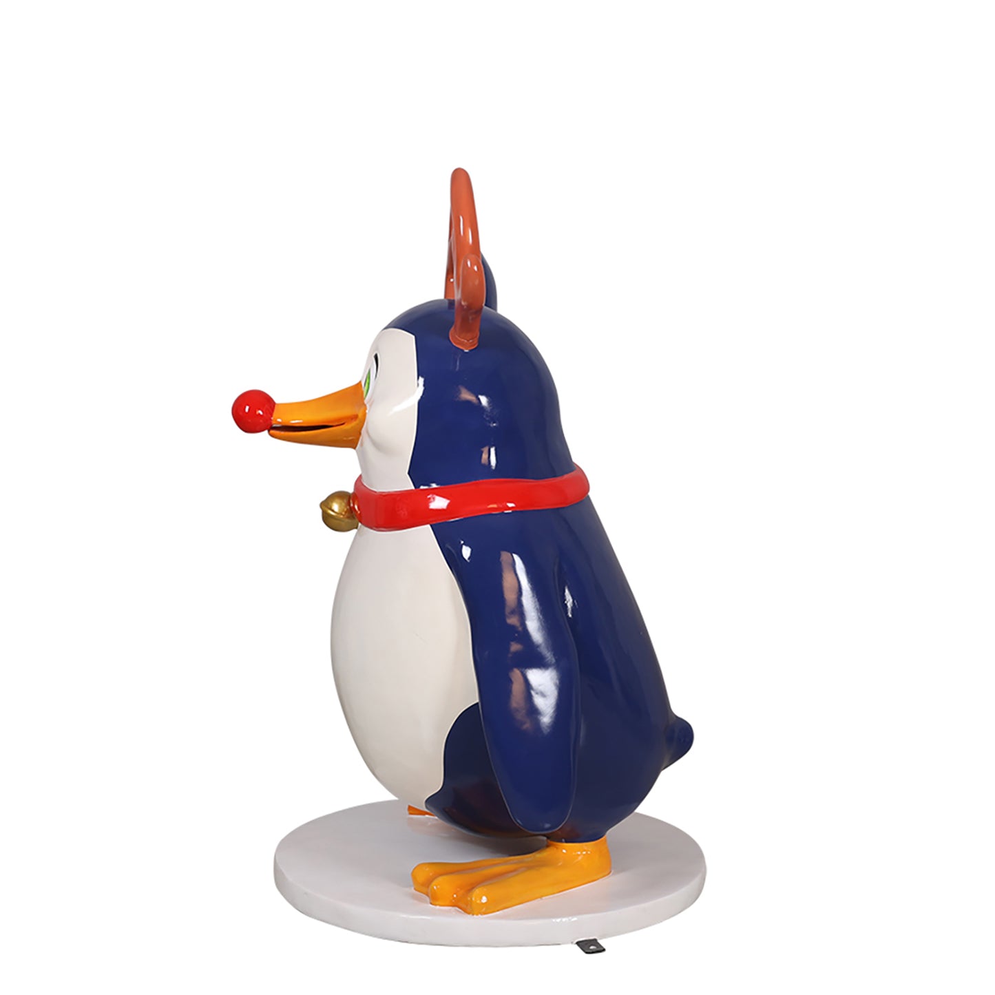 Funny Penguin with Red Nose and Antlers