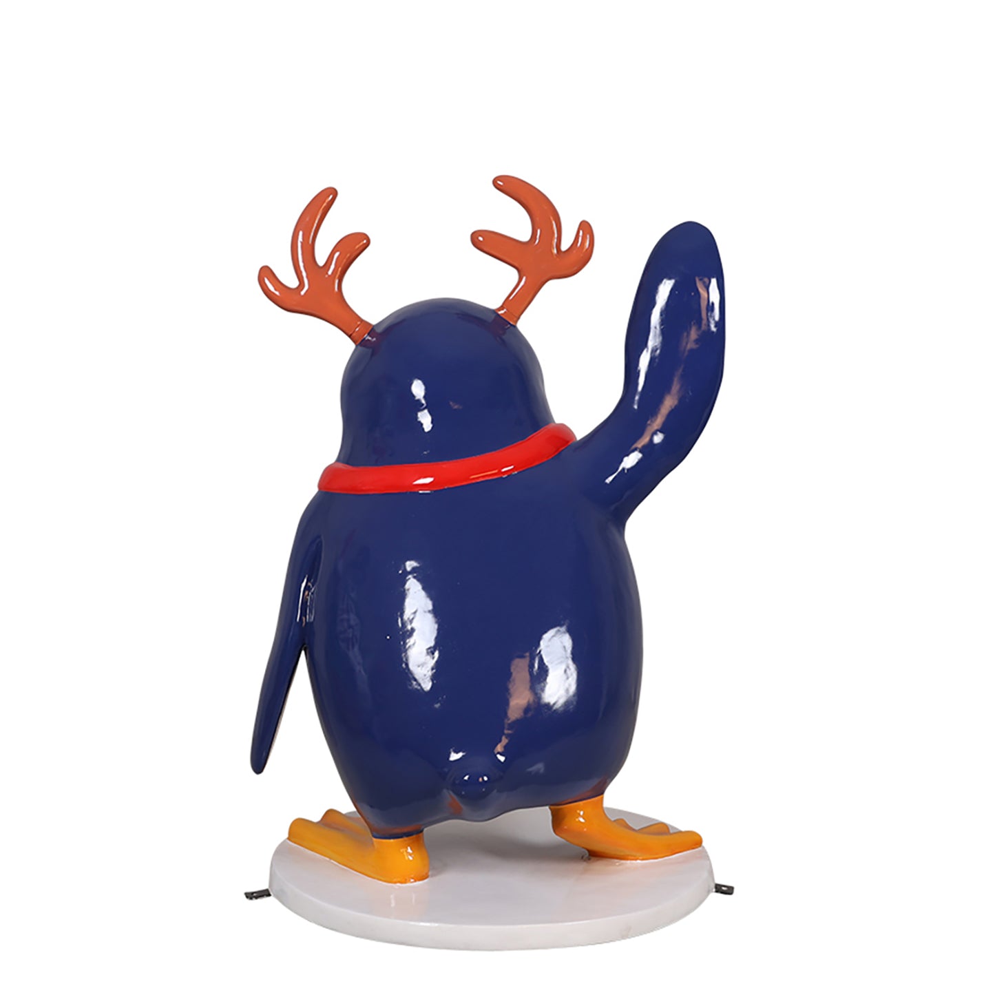 Funny Penguin with Red Nose and Antlers