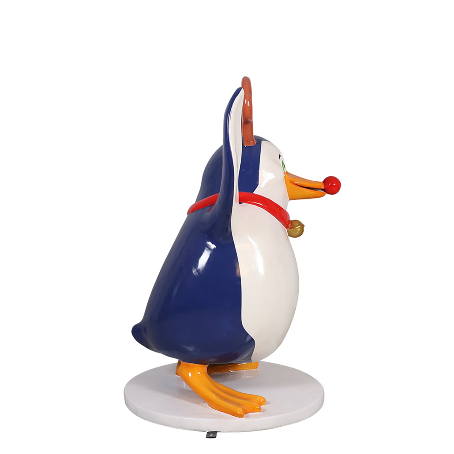 Funny Penguin with Red Nose and Antlers