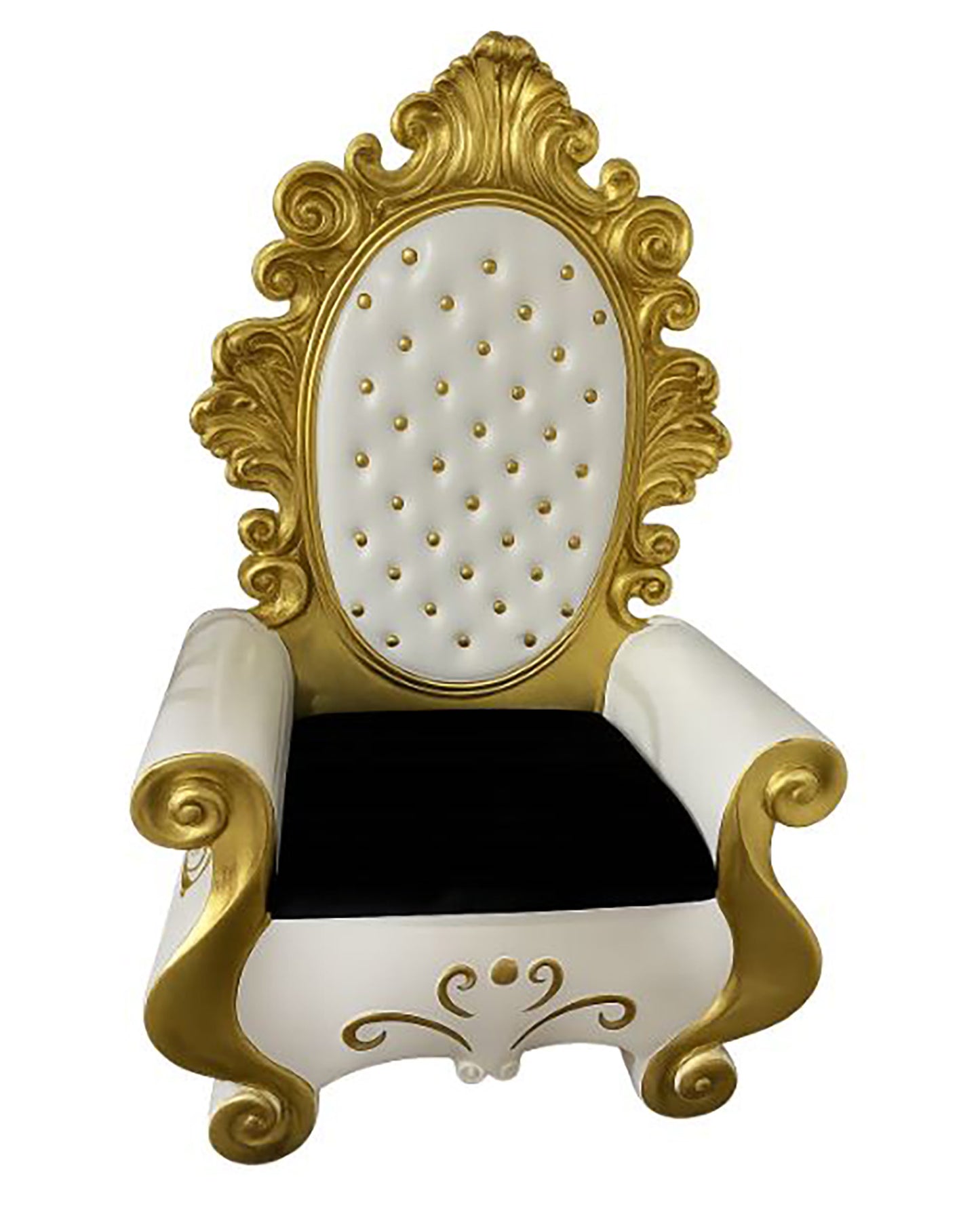 63" Gold and White Throne with Black Velvet Cushion