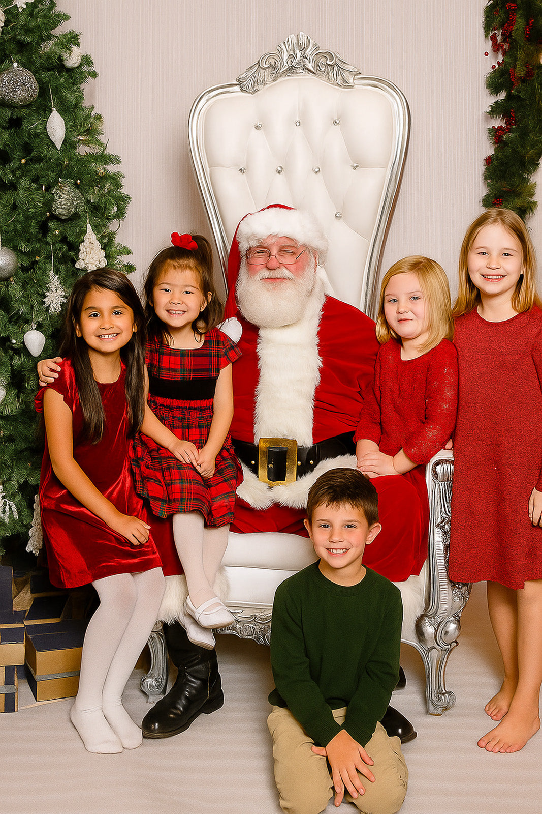White and Silver Slender Santa Throne