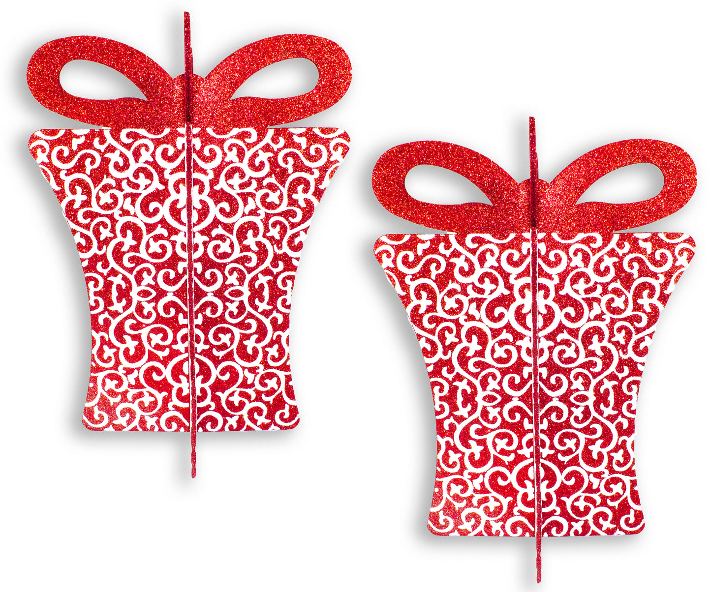 2 Pack 13.5" Red and White 3D Gift Box