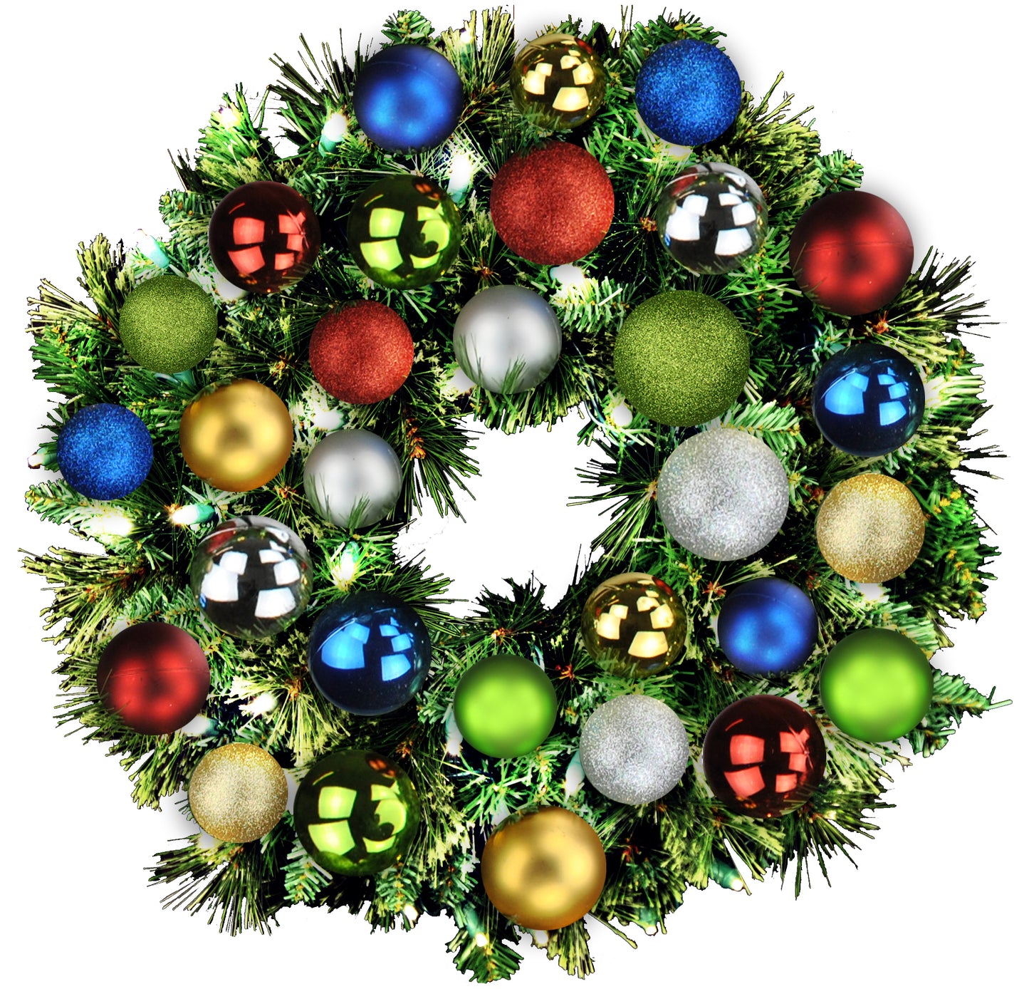 2' Sequoia Wreath with Warm White LED Lights and Royal Themed Ornaments