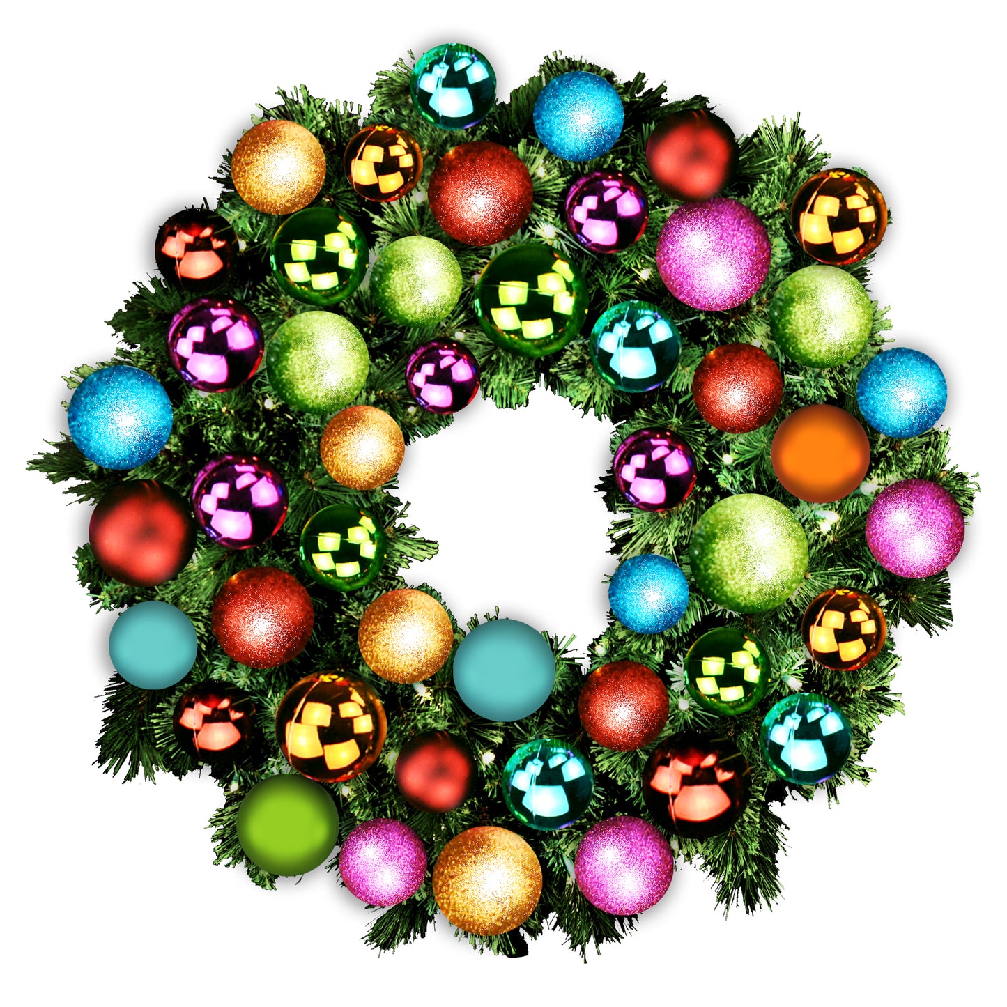 4' Sequoia Wreath Decorated with The Tropical Ornament Collection Pre-Lit Warm White LEDS