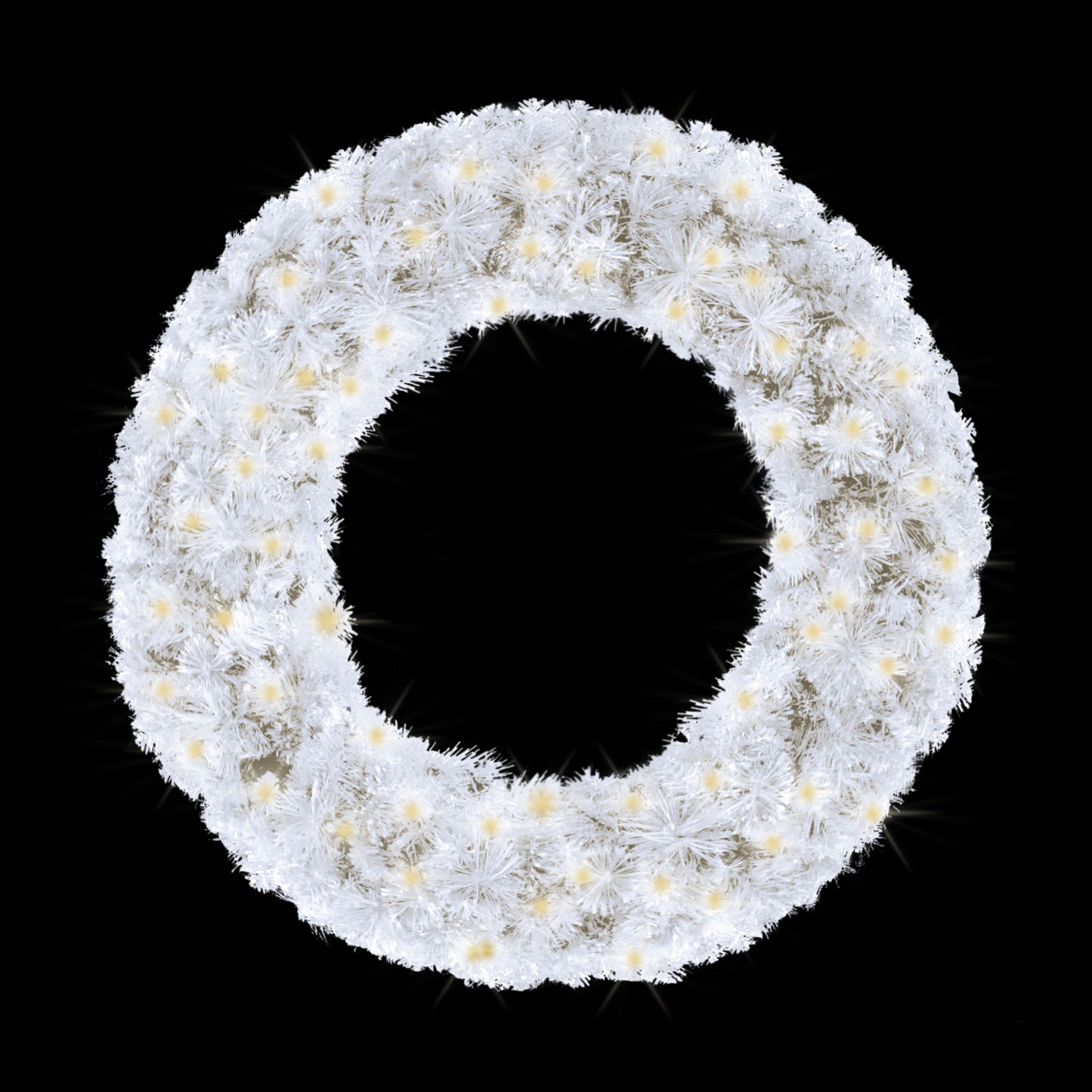 4' White Sequoia Wreath Pre-Lit with Warm White LEDs