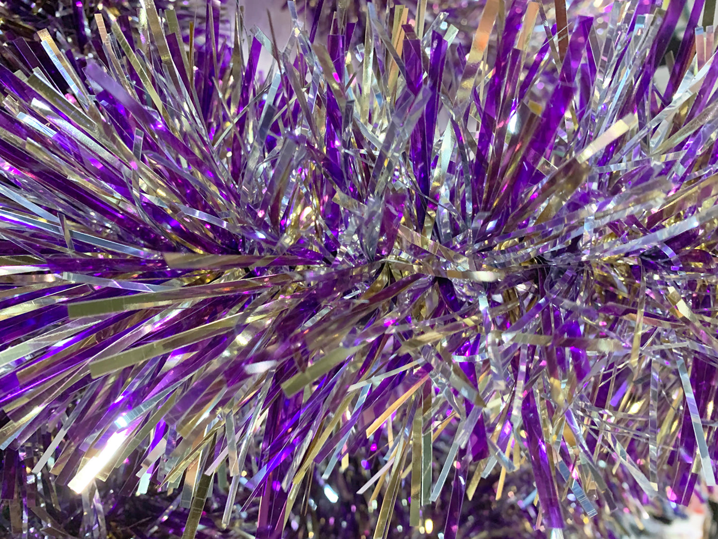 6" Silver, Gold and Translucent Purple Garland 20' Section