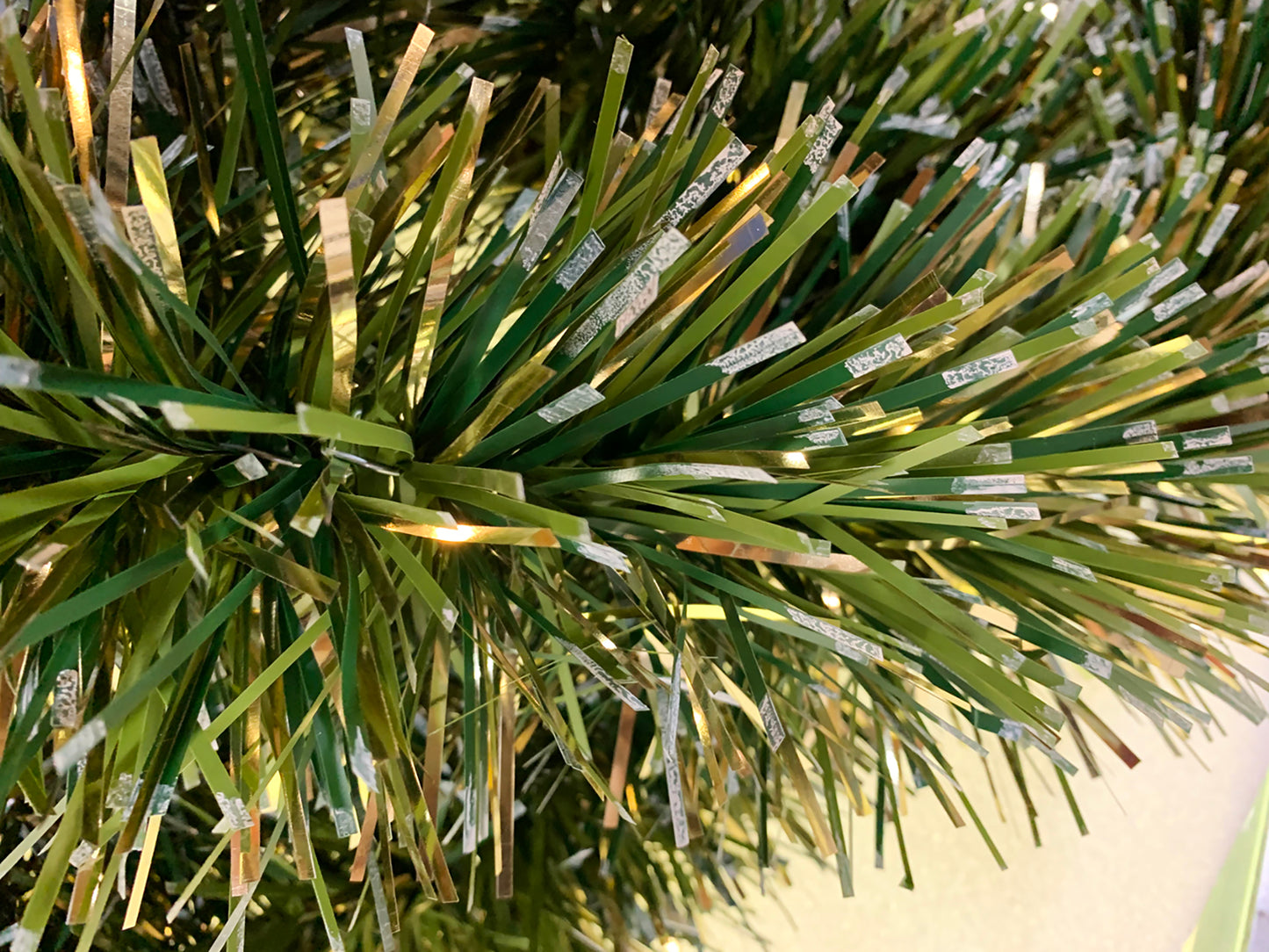 6" Matte Dark Green, Light Green and Gold Snow Tipped Garland 20' Sections