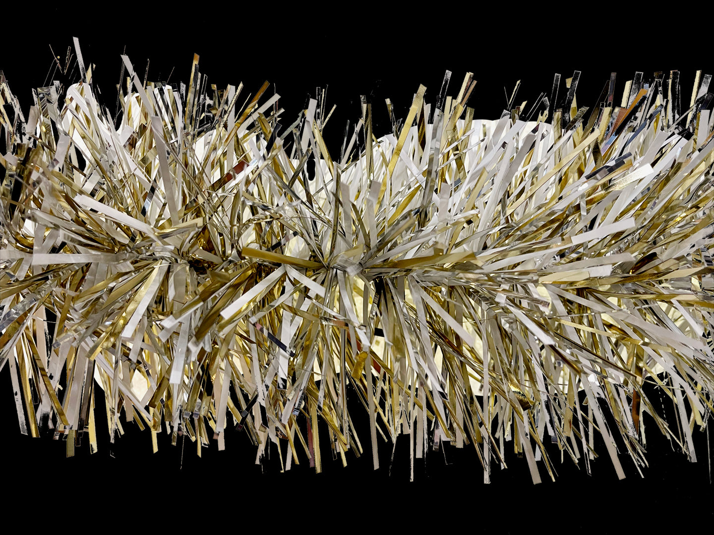 6" Gold, Silver, and White Stuffed Garland 20' Long