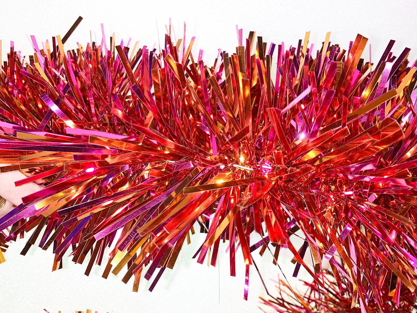 6" Pink and Orange Stuffed Garland 20' Long