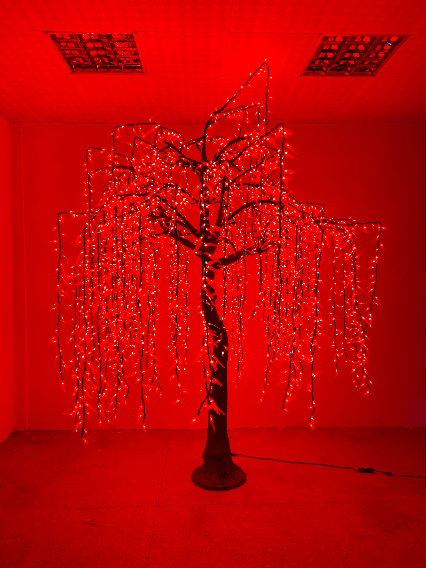 10' Red LED Weeping Willow Tree