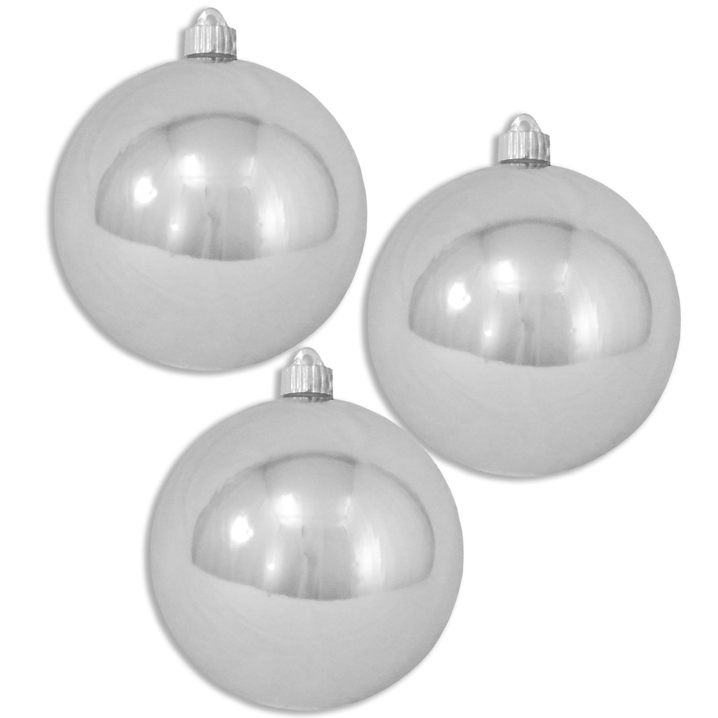 3 Pack 150mm 6" Silver Shiny Ball Ornaments
