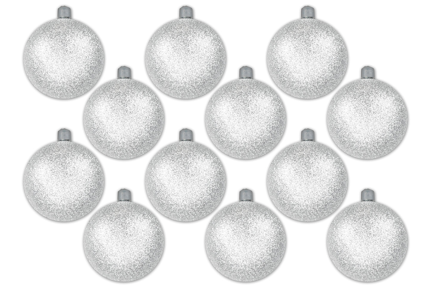 12 Pack 100mm 4" White Glitter Ball Ornament with Wire