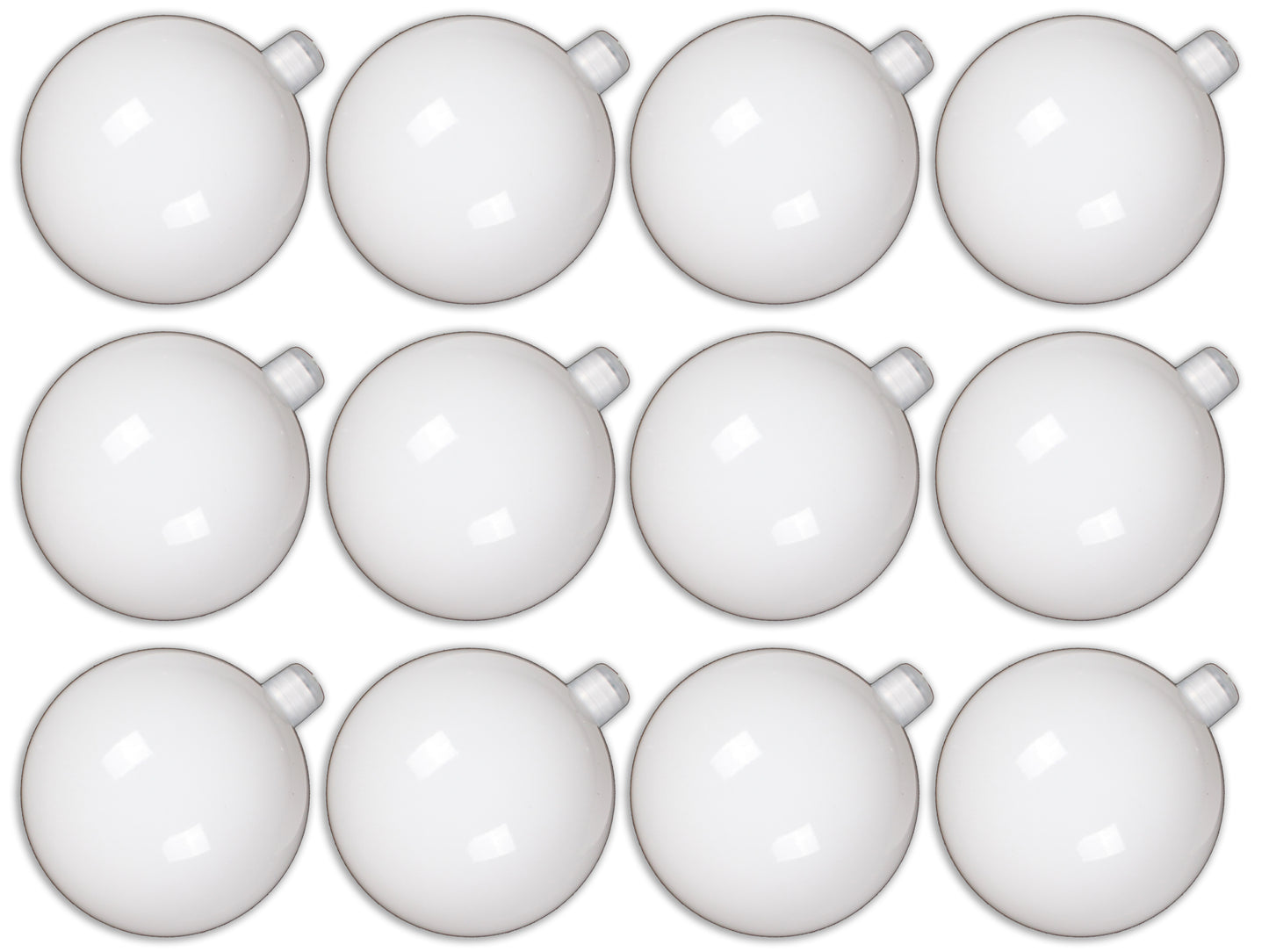 12 Pack 80mm 3" Shiny White Ball Ornament with Wire, UV Coated