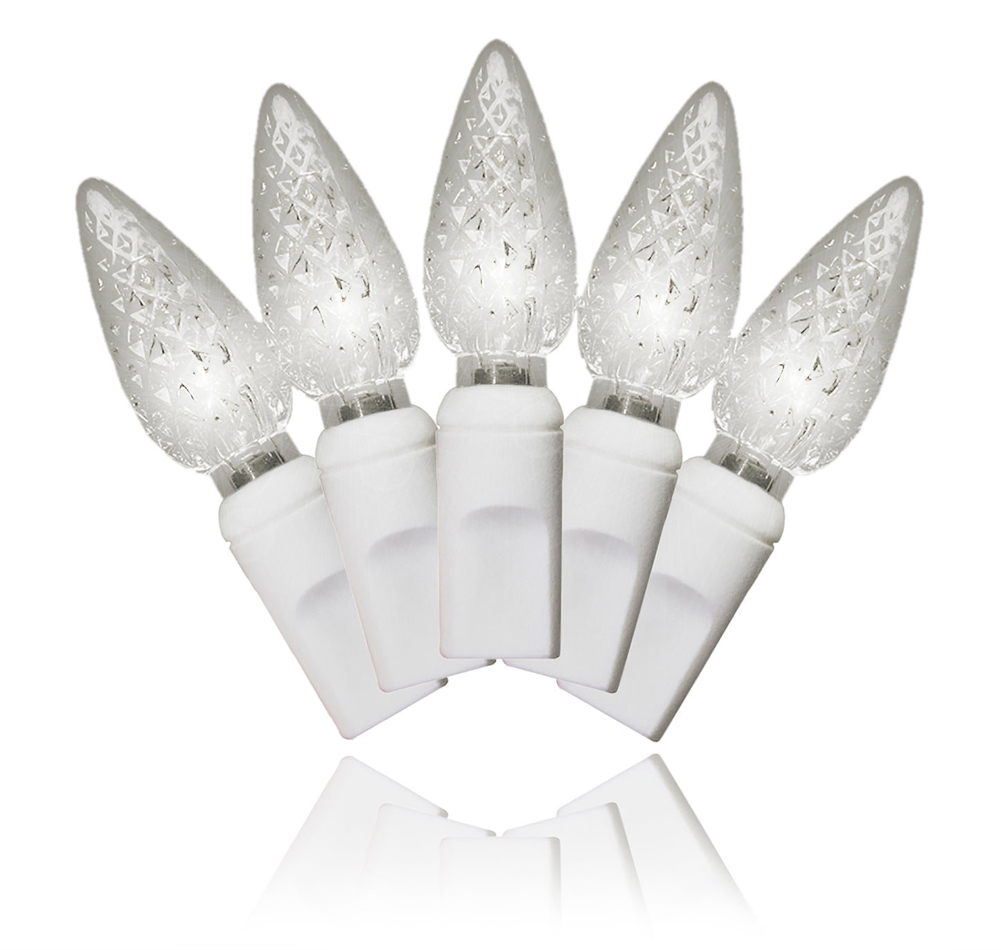 70 C6 Warm White LED Lights 4" Spacing on White Wire