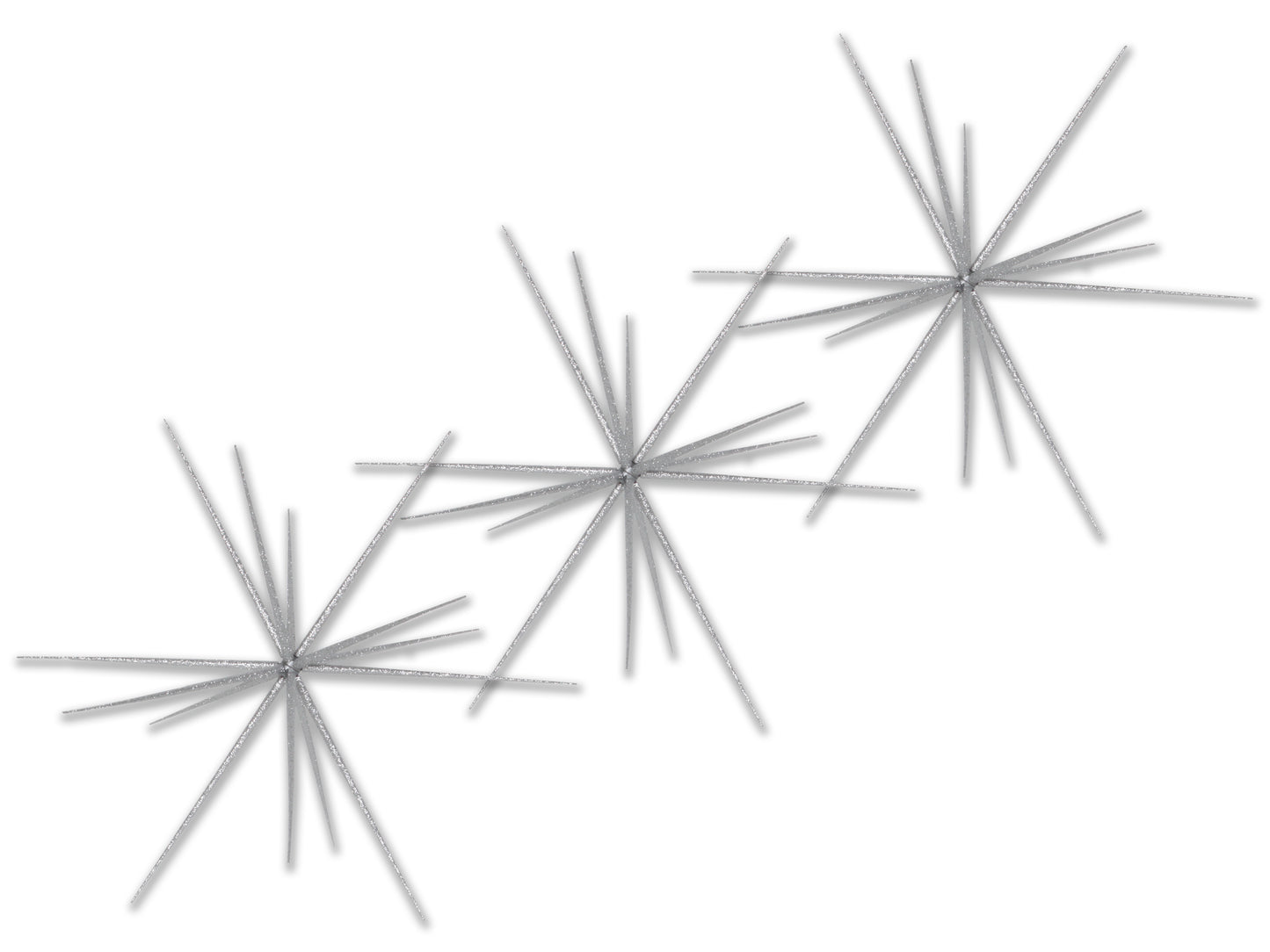 3 Pack of 15" Starburst Ornament with Silver Glitter
