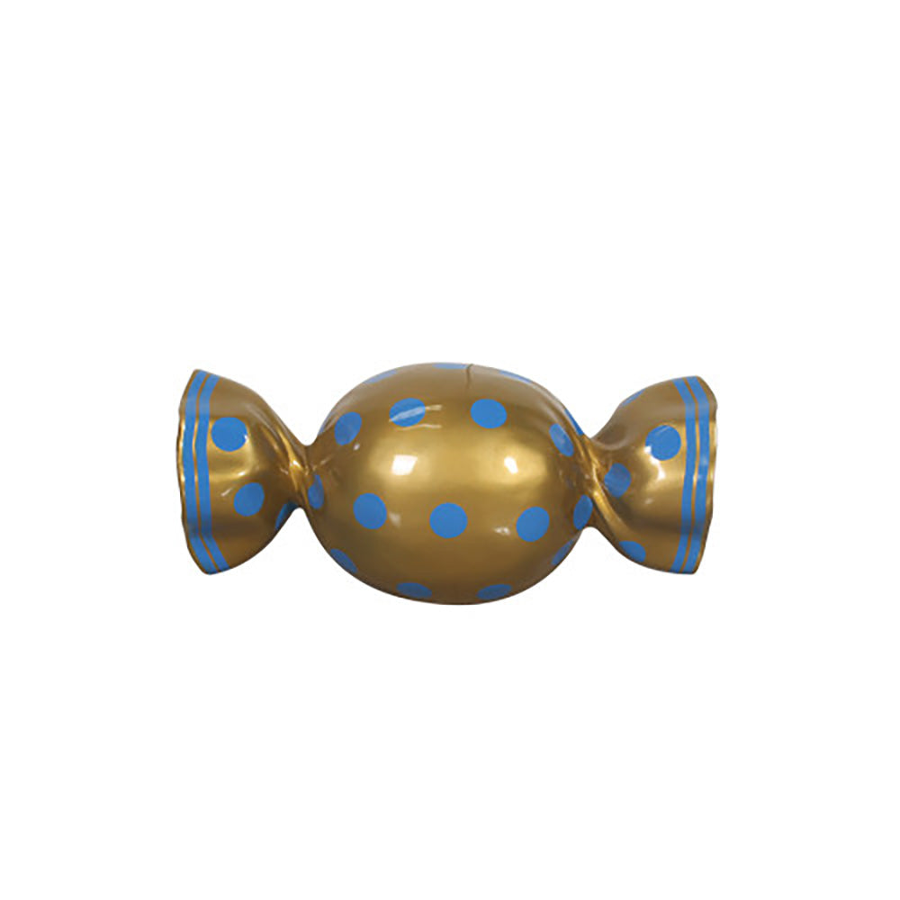 3' Wrapped Oval Candy with Gold Wrapper with Blue Polka Dots