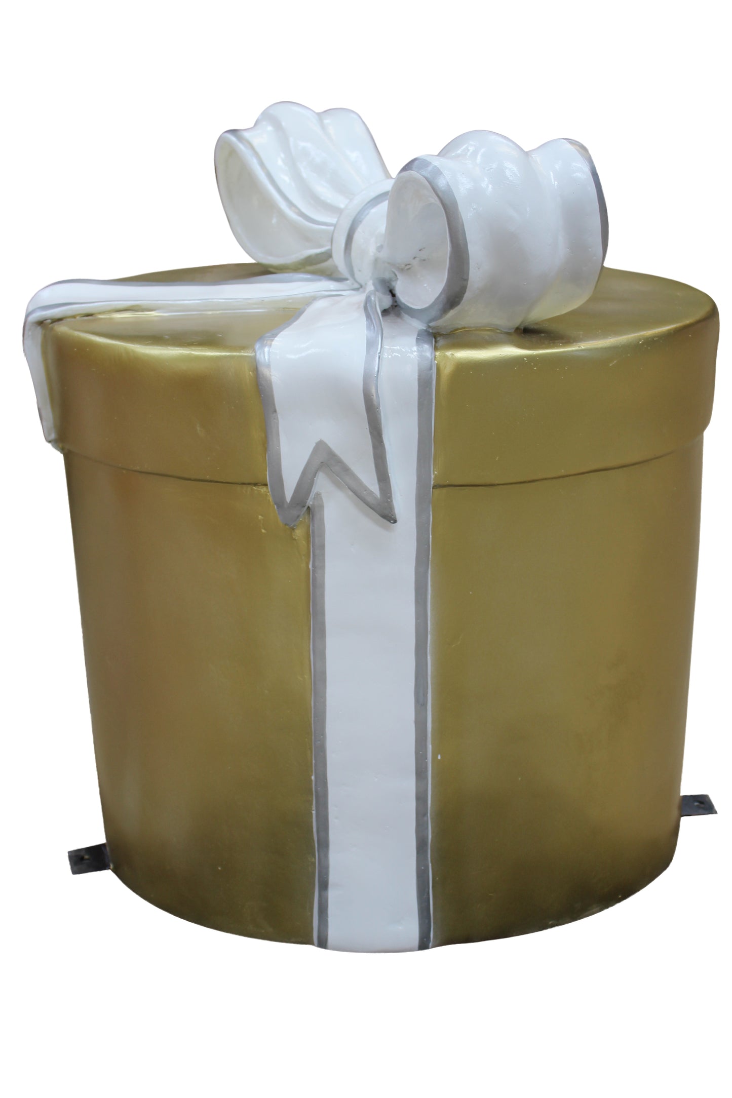 Gold 15" Gift Box Treasure Collection with White Bow with Silver Trim
