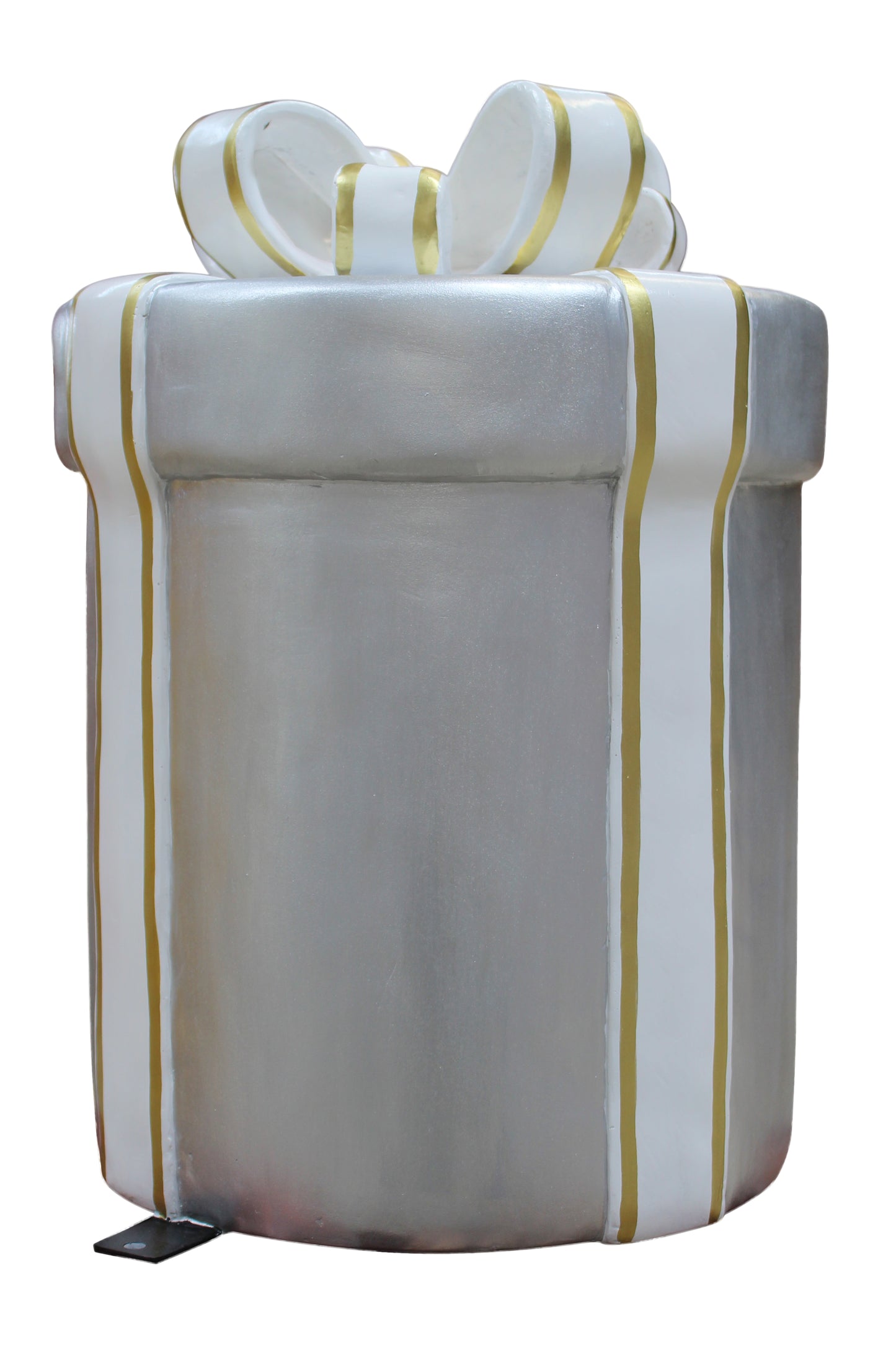 18" Gold Round Gift Box Treasure Collection with Silver Ribbon and White Trim
