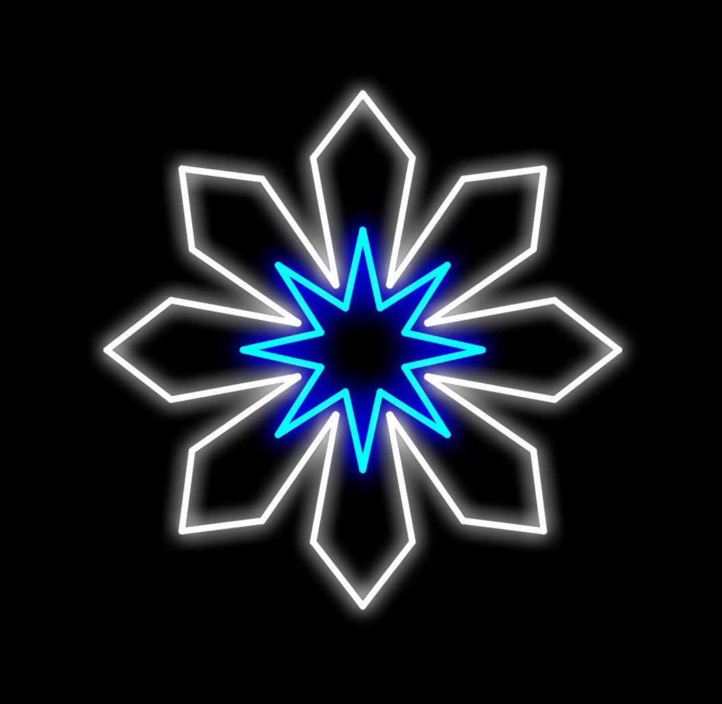 3' Pure White and Blue LED Snowflake