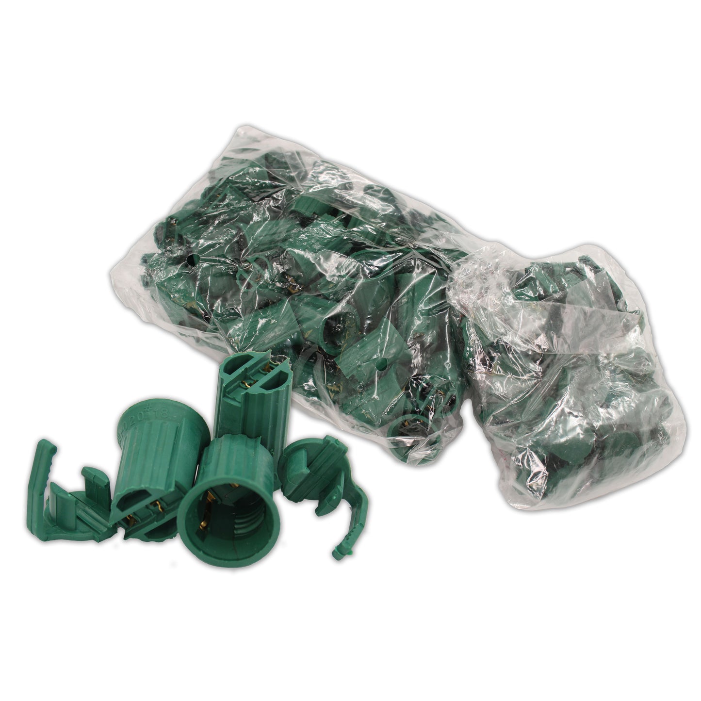 100 Pack Replaceable E12 C7 Green Sockets