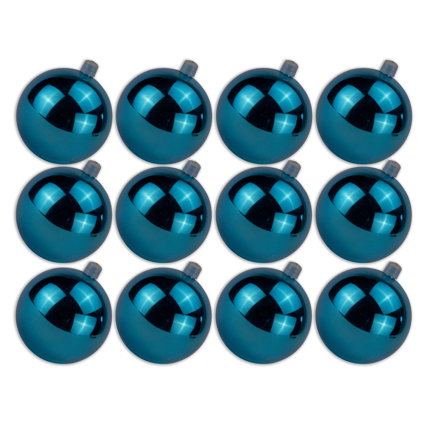 12 Pack 60mm 2.5" Shiny Aqua Ball Ornament with Wire and UV Coating