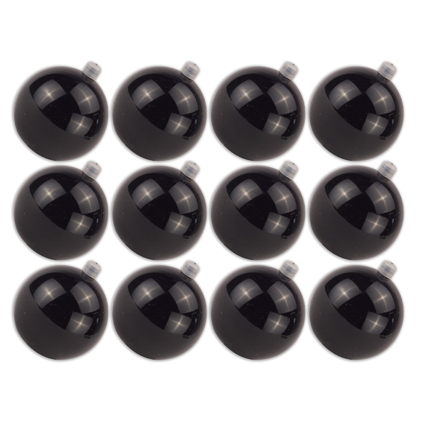 12 Pack 60mm 2.5" Shiny Black Ball Ornament with Wire and UV Coating