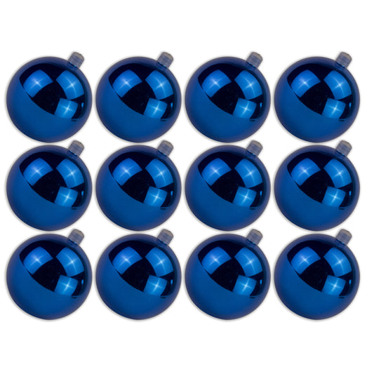 12 Pack 60mm 2.5" Shiny Blue Ball Ornament with Wire and UV Coating