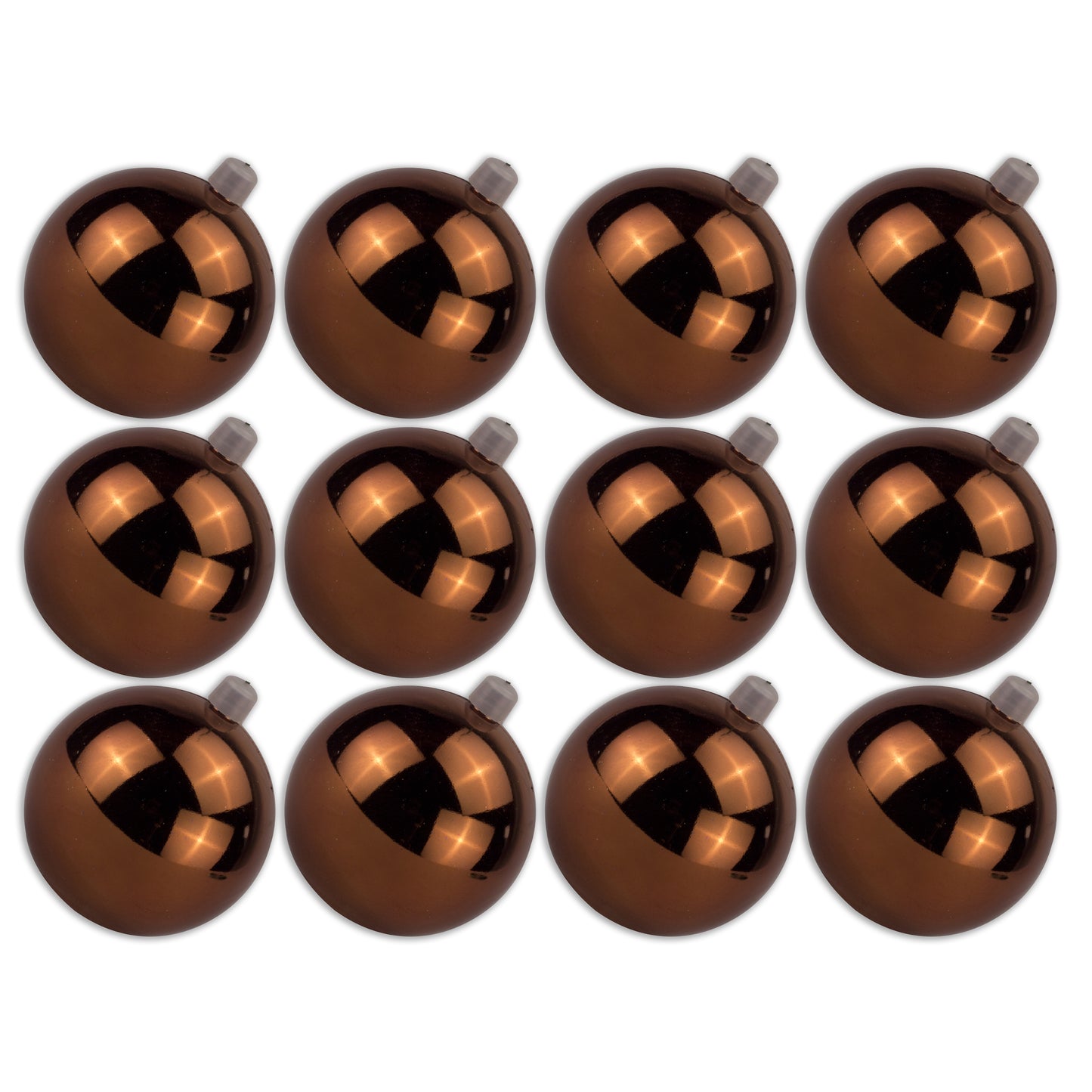 12 Pack 60mm 2.5" Shiny Brown Ball Ornament with Wire and UV Coating