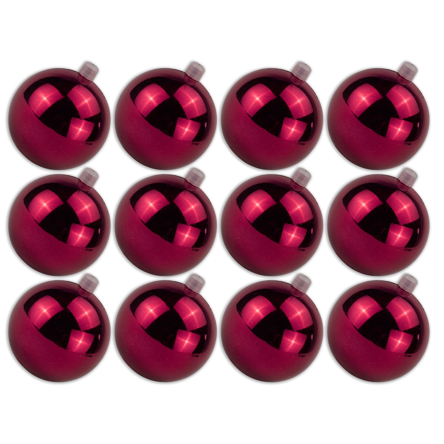 12 Pack 60mm 2.5" Shiny Burgundy Ball Ornament with Wire and UV Coating