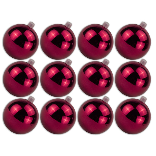 12 Pack 60mm 2.5" Shiny Burgundy Ball Ornament with Wire and UV Coating