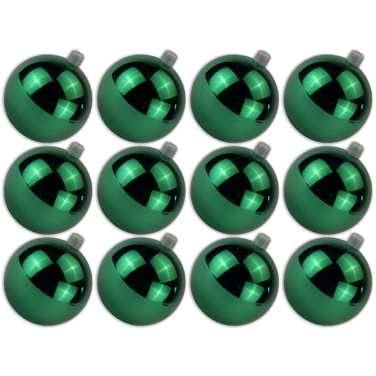 12 Pack 60mm 2.5" Shiny Green Ball Ornament with Wire and UV Coating