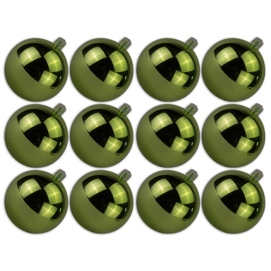 12 Pack 60mm 2.5" Shiny Lime Green Ball Ornament with Wire and UV Coating