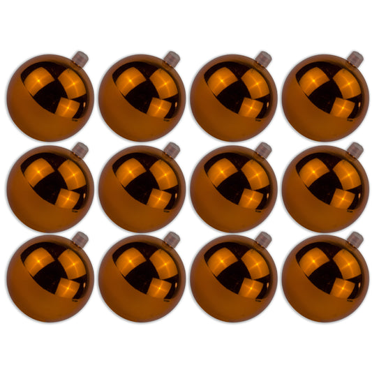 12 Pack 60mm 2.5" Shiny Orange Ball Ornament with Wire and UV Coating