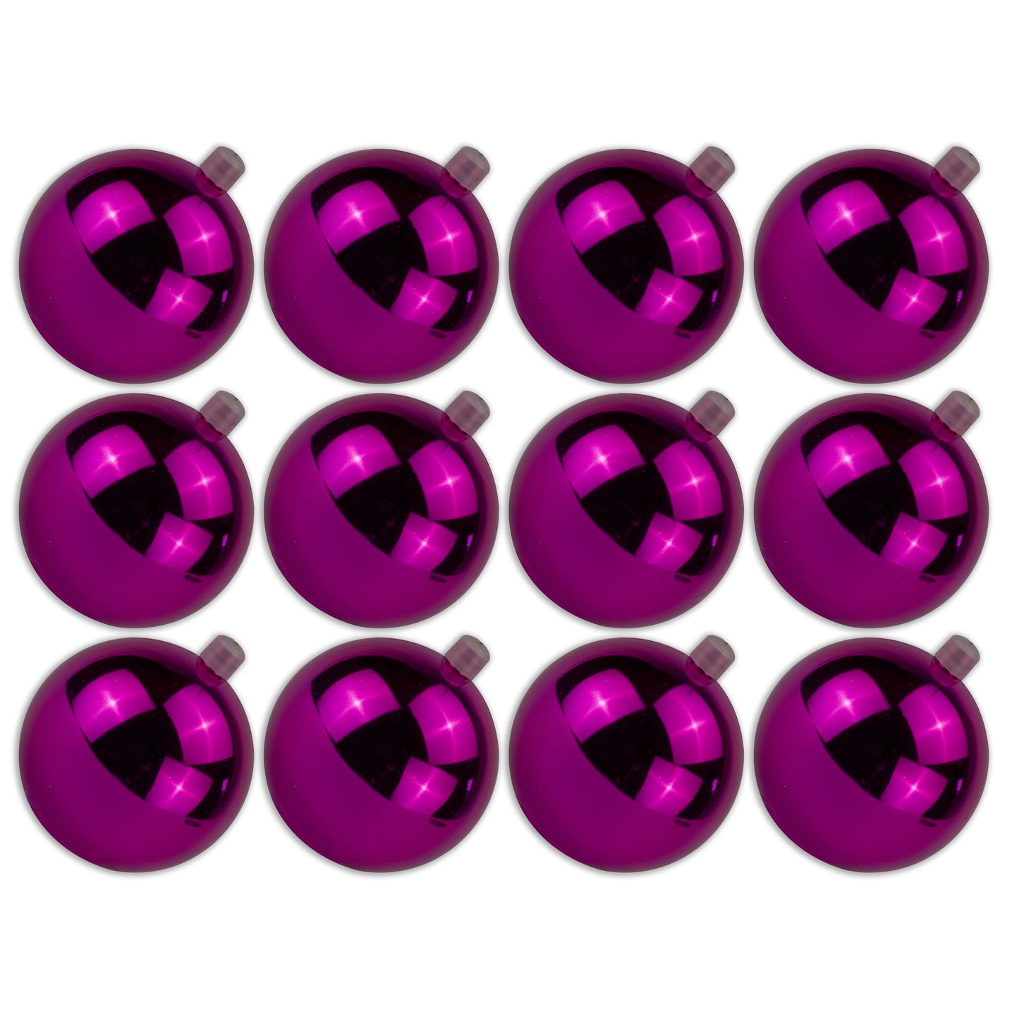 12 Pack 60mm 2.5" Shiny Pink Ball Ornament with Wire and UV Coating