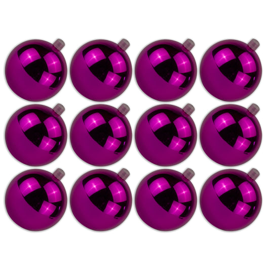 12 Pack 60mm 2.5" Shiny Pink Ball Ornament with Wire and UV Coating