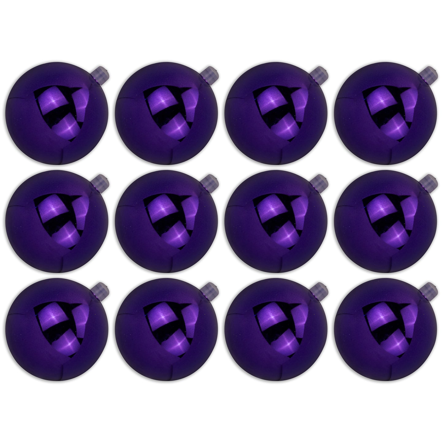 12 Pack 60mm 2.5" Shiny Purple Ball Ornament with Wire and UV Coating